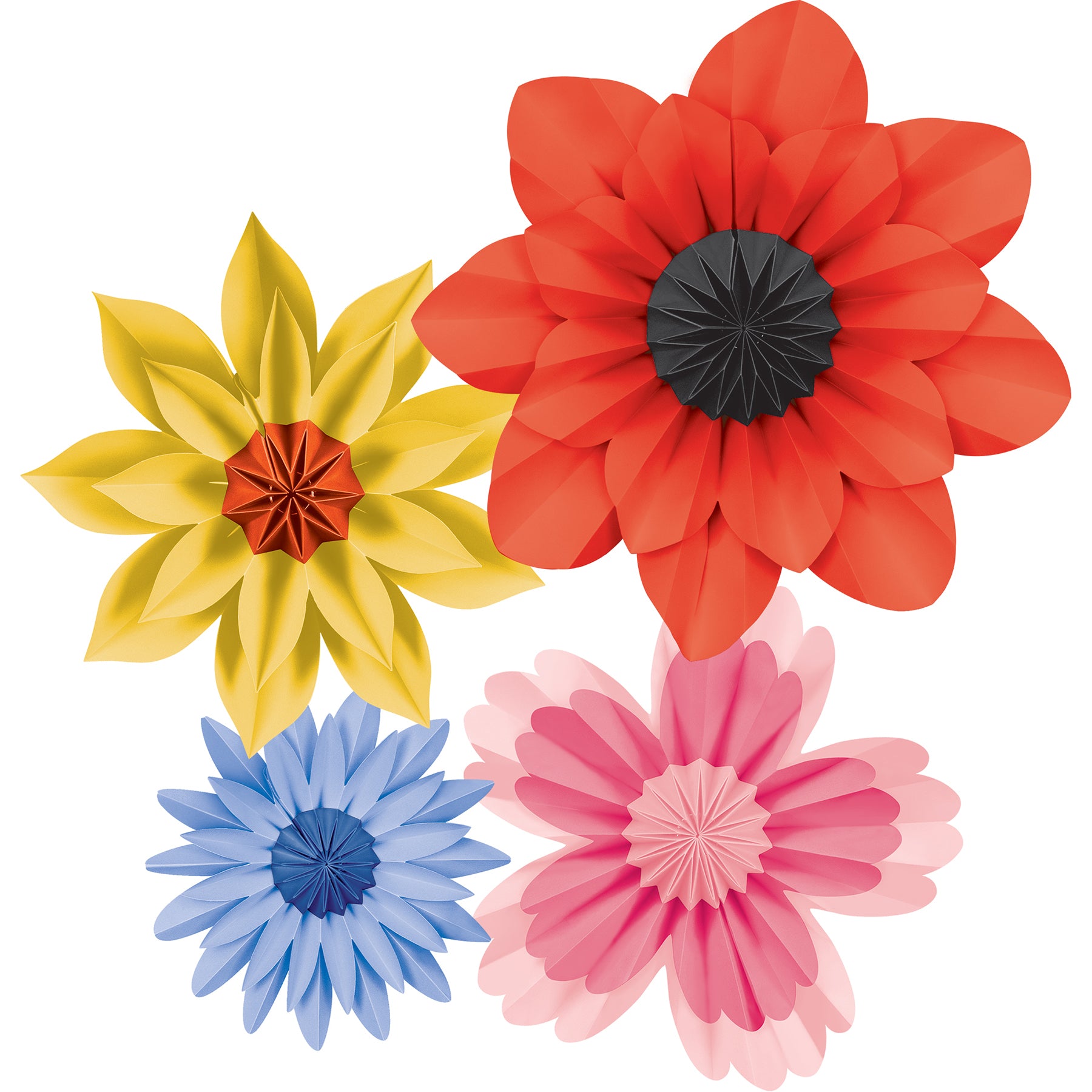 Wildflowers Paper Flowers, Pack of 4