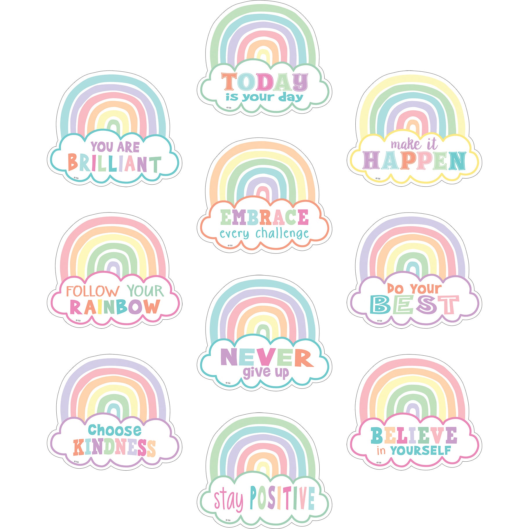 Pastel Pop Positive Sayings Accents, 30 Per Pack, 3 Packs