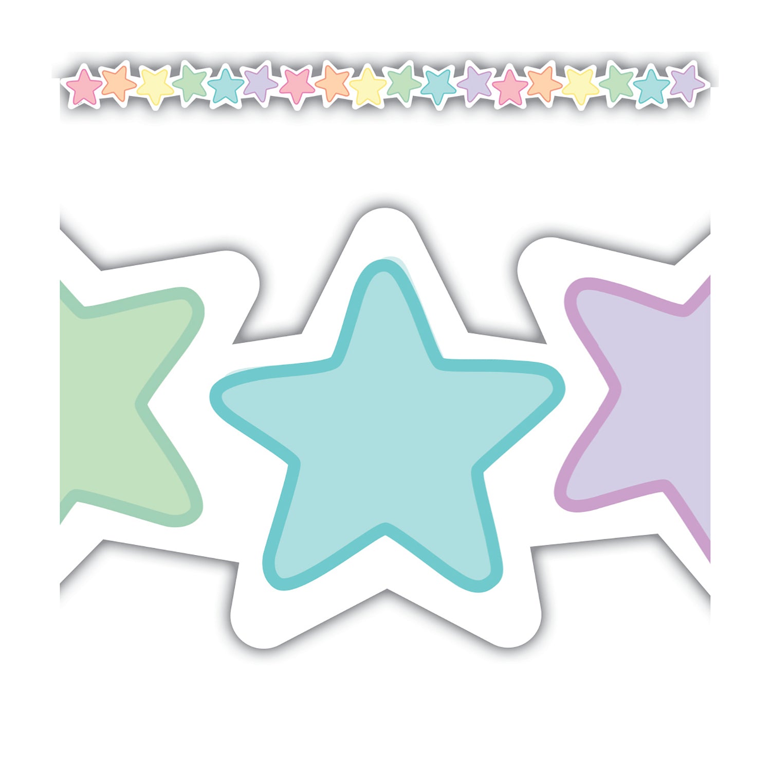 Pastel Pop Stars Die-Cut Border Trim, 35 Feet Per Pack, 6 Packs