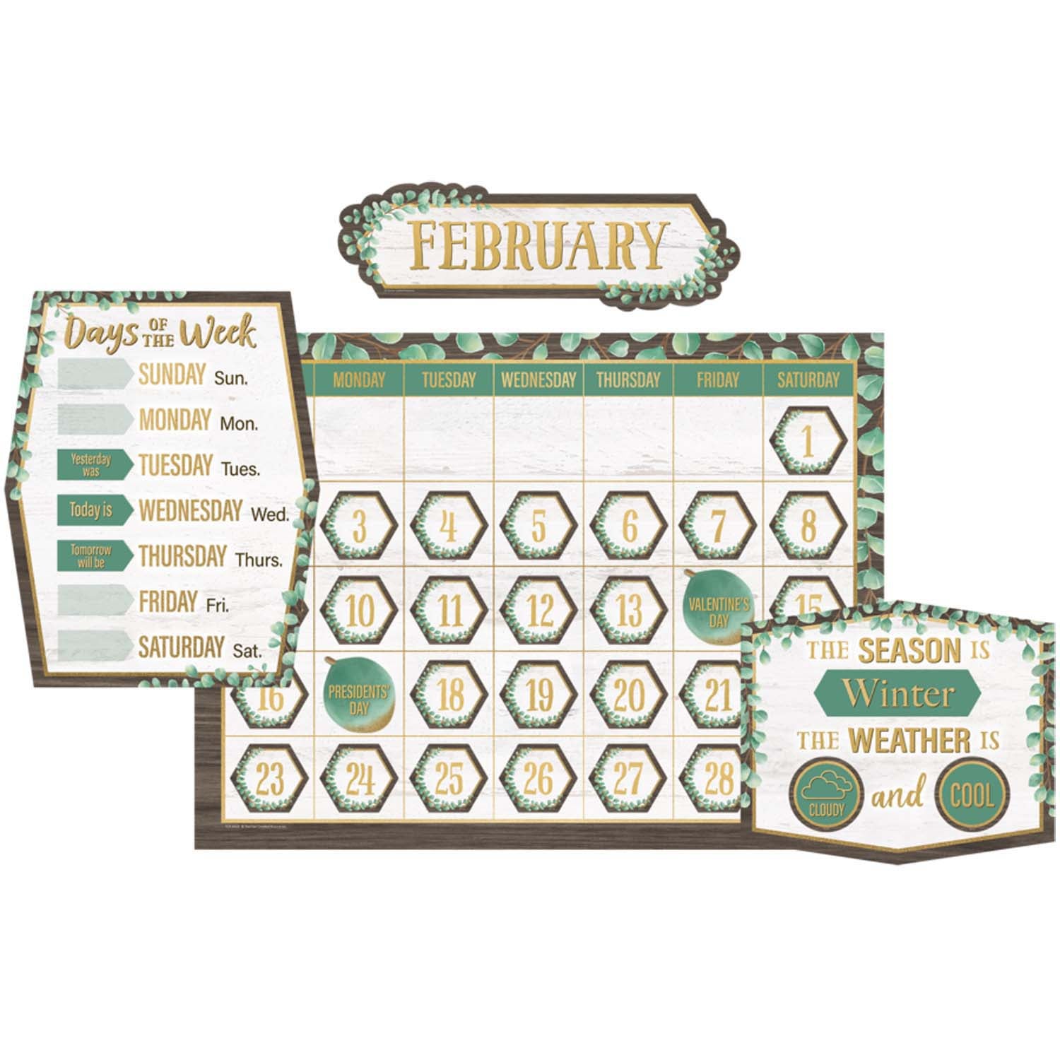 Eucalyptus Calendar Bulletin Board Set, 2 Sets