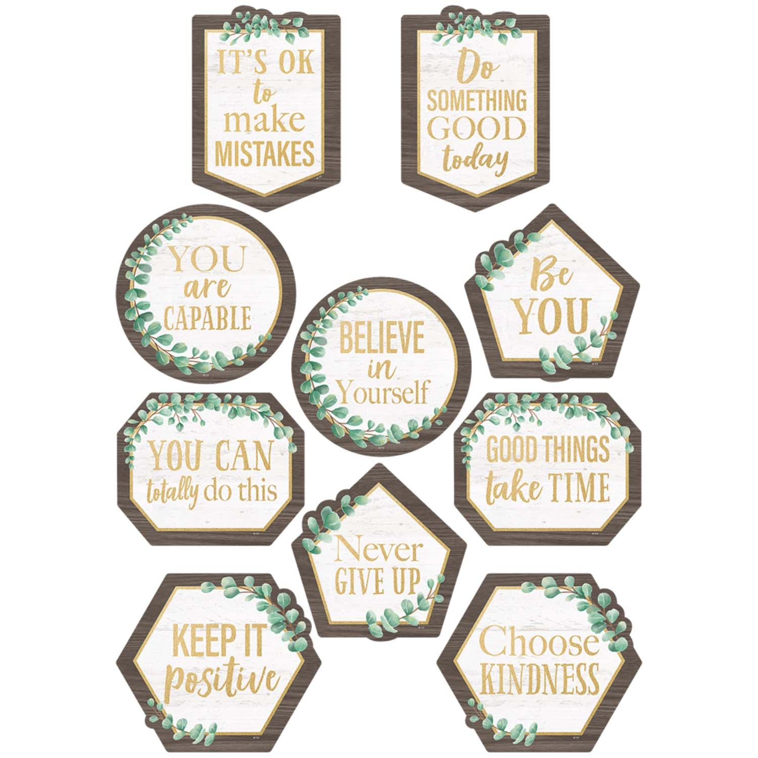 Eucalyptus Positive Sayings Accents, 30 Per Pack, 3 Packs