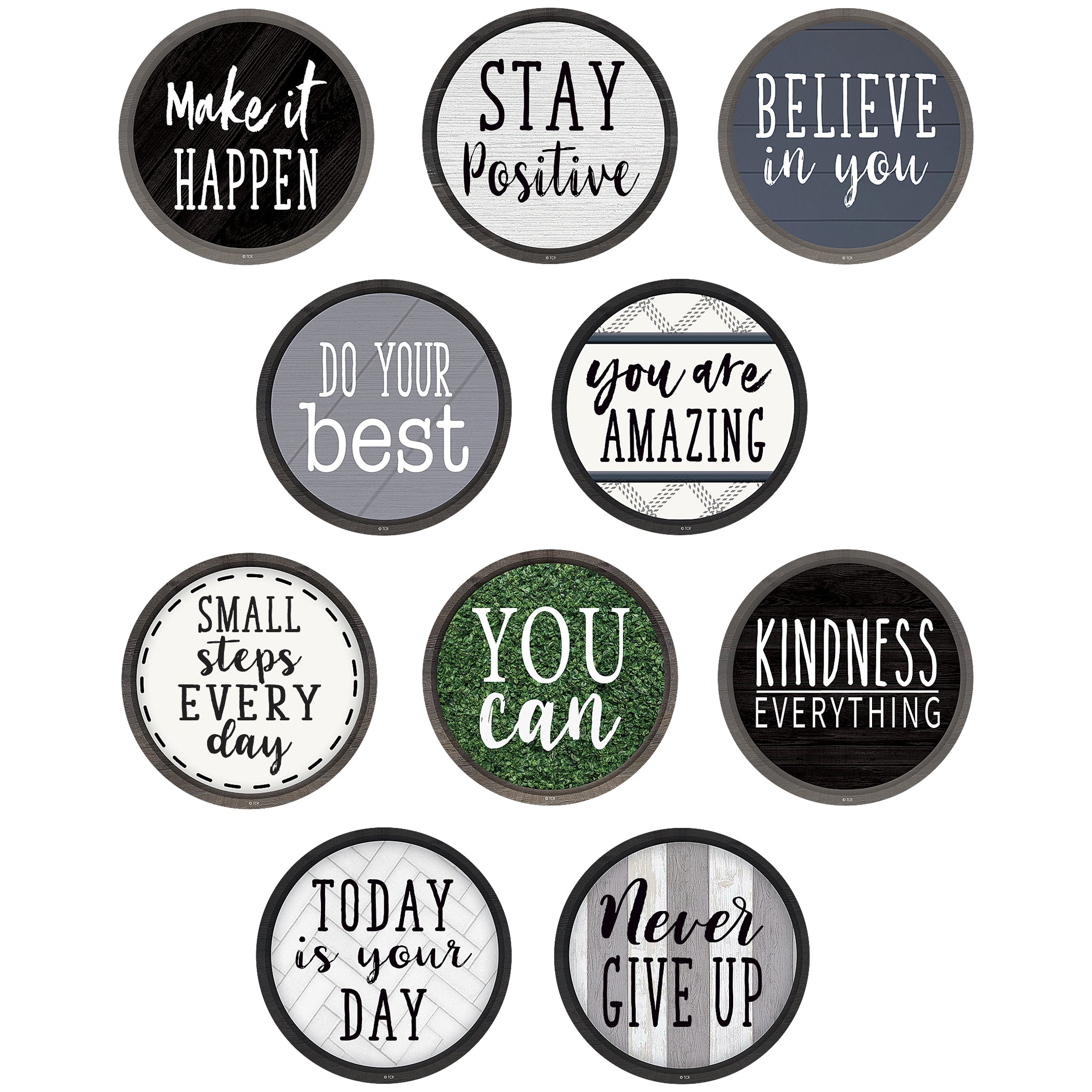 Modern Farmhouse Positive Saying Accents, 30 Per Pack, 3 Packs