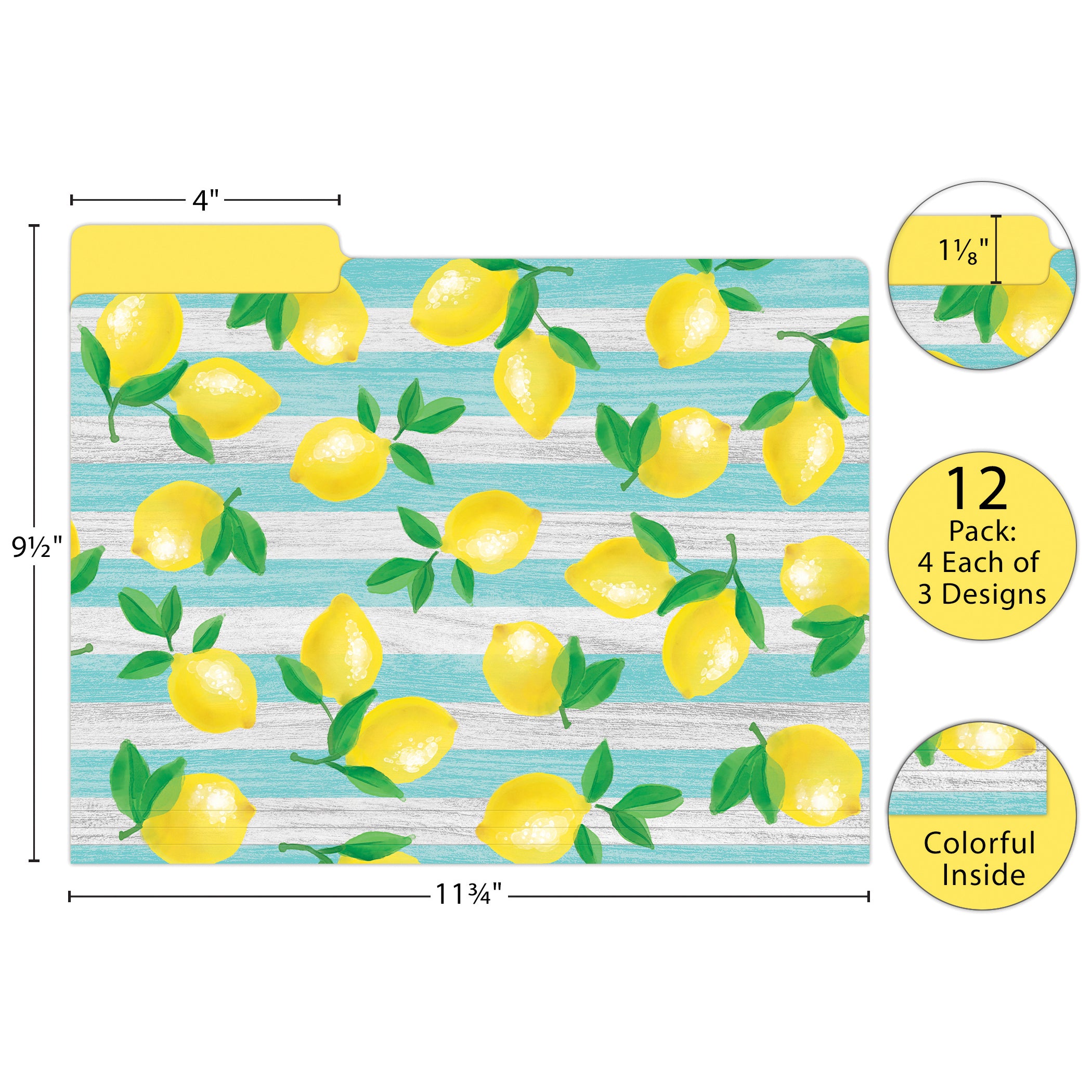 Lemon Zest Letter-Sized File Folders, 12 Per Pack, 2 Packs