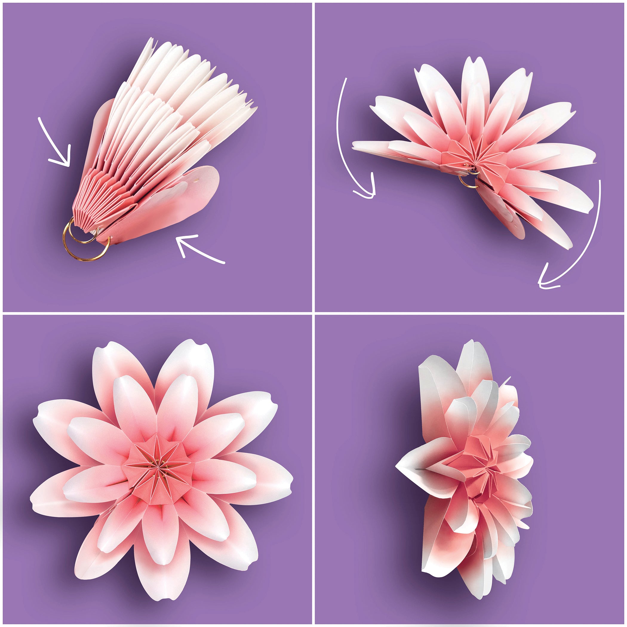 Floral Bloom Paper Flowers, Pack of 4