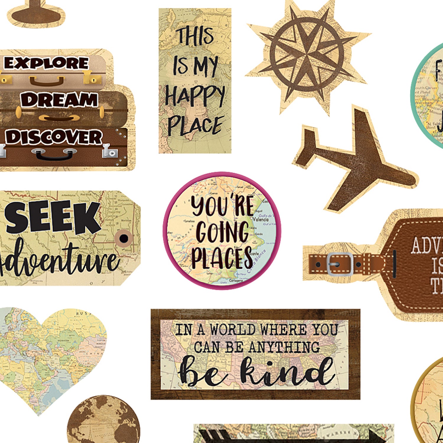 Travel the Map Stickers, 120 Per Pack, 12 Packs