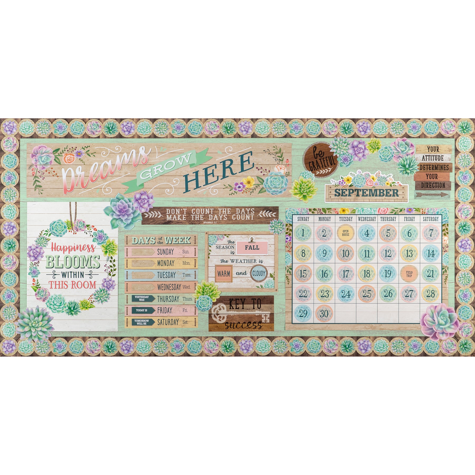 Rustic Bloom Calendar Bulletin Board Set