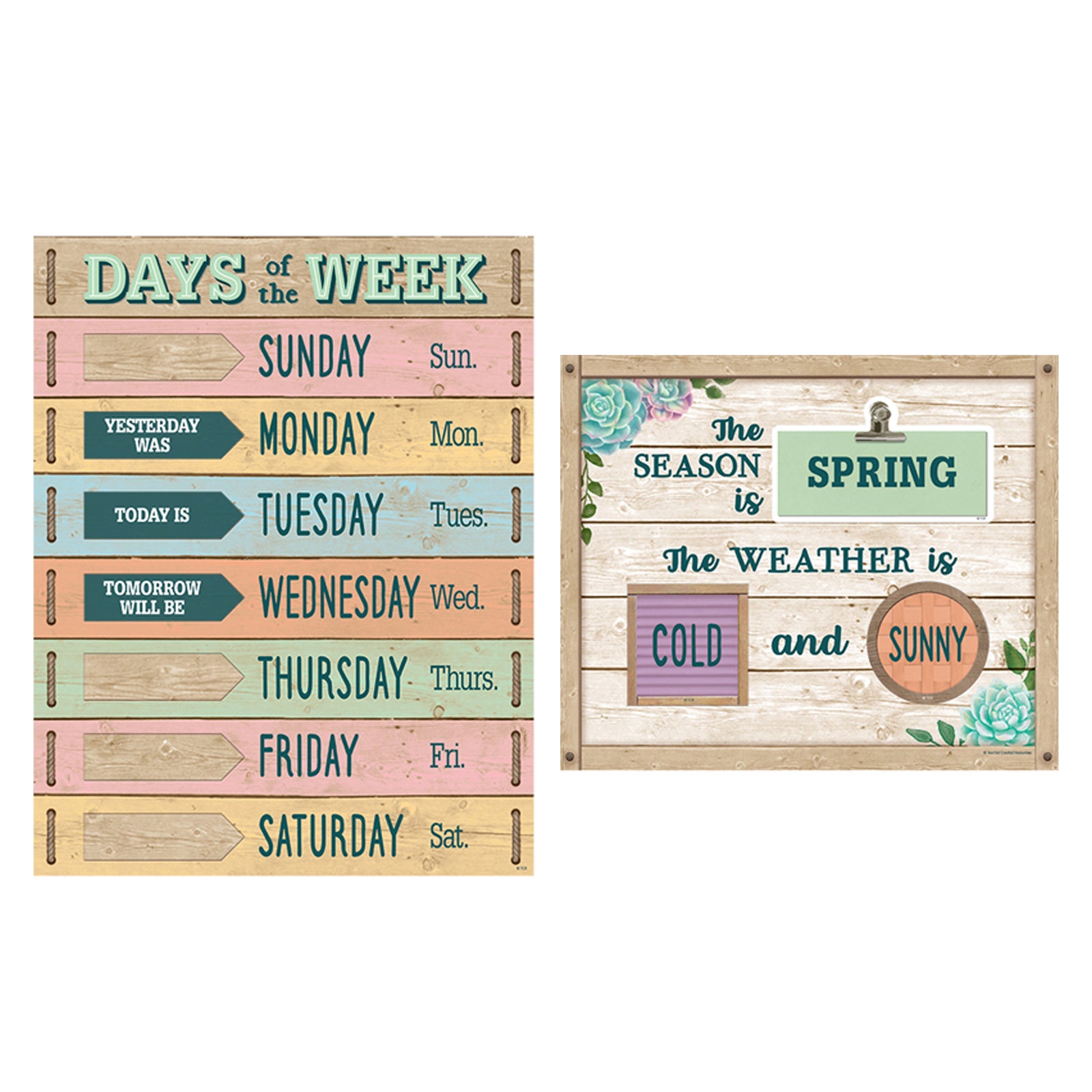 Rustic Bloom Calendar Bulletin Board Set