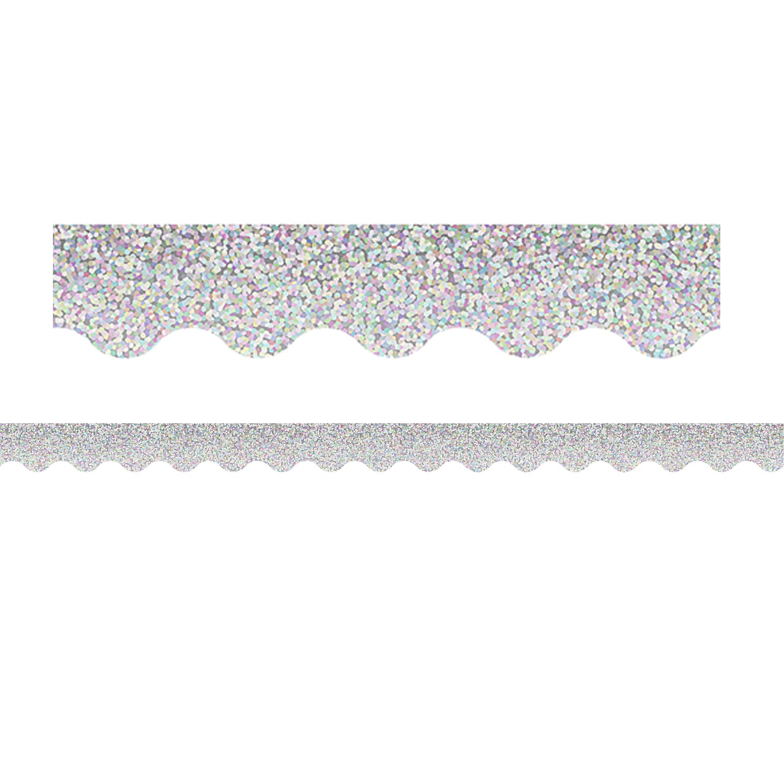 Silver Sparkle Scalloped Border Trim, 35 Feet Per Pack, 6 Packs