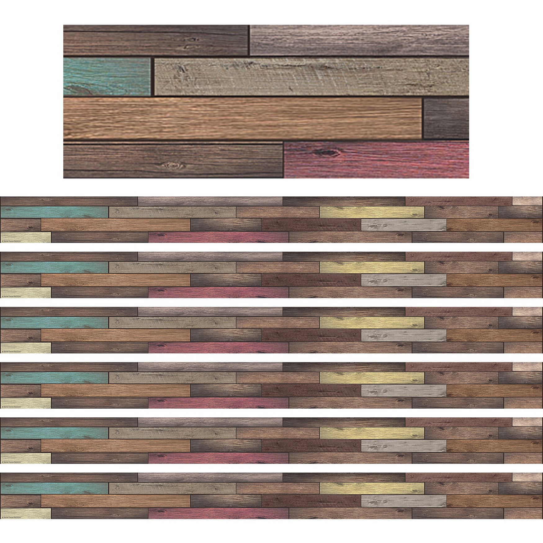 Home Sweet Classroom Reclaimed Wood Design Border Trim, 35 Feet Per Pack, 6 Packs