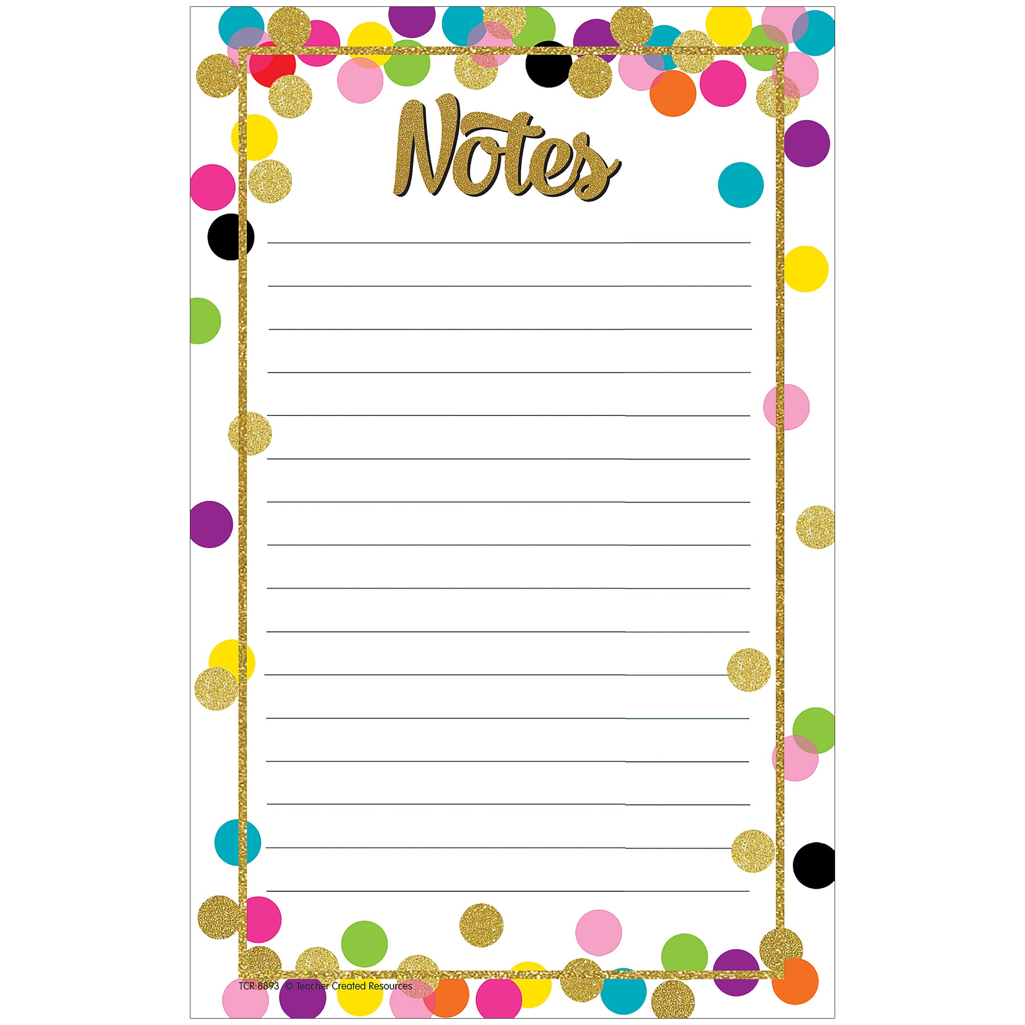 Confetti Notepad, 5" x 8", 50 Sheets Per Pad, Pack of 6