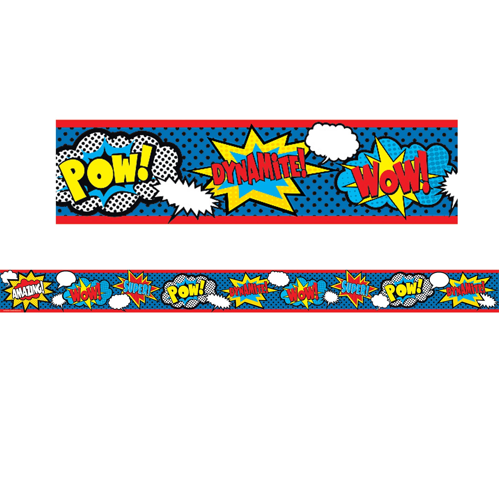 Superhero Straight Rolled Border Trim, 50 Feet Per Roll, 3 Rolls