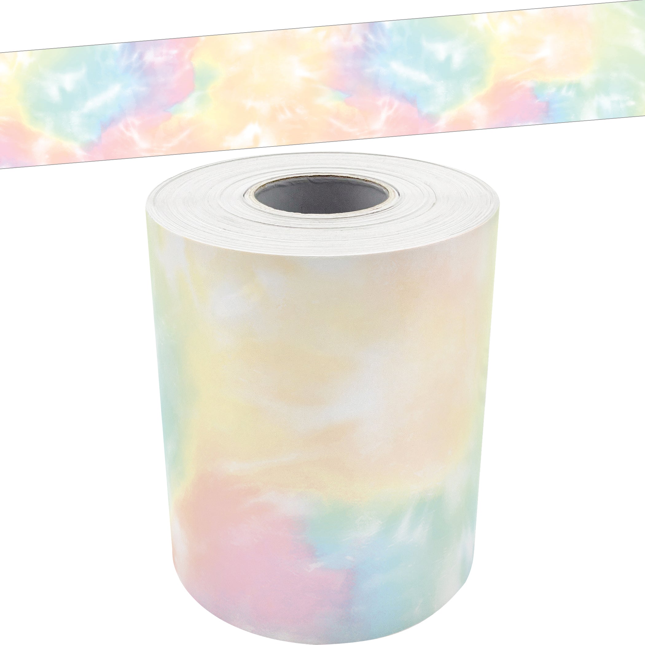 Pastel Pop Tie-Dye Straight Rolled Border Trim, 50 Feet, 3 Rolls