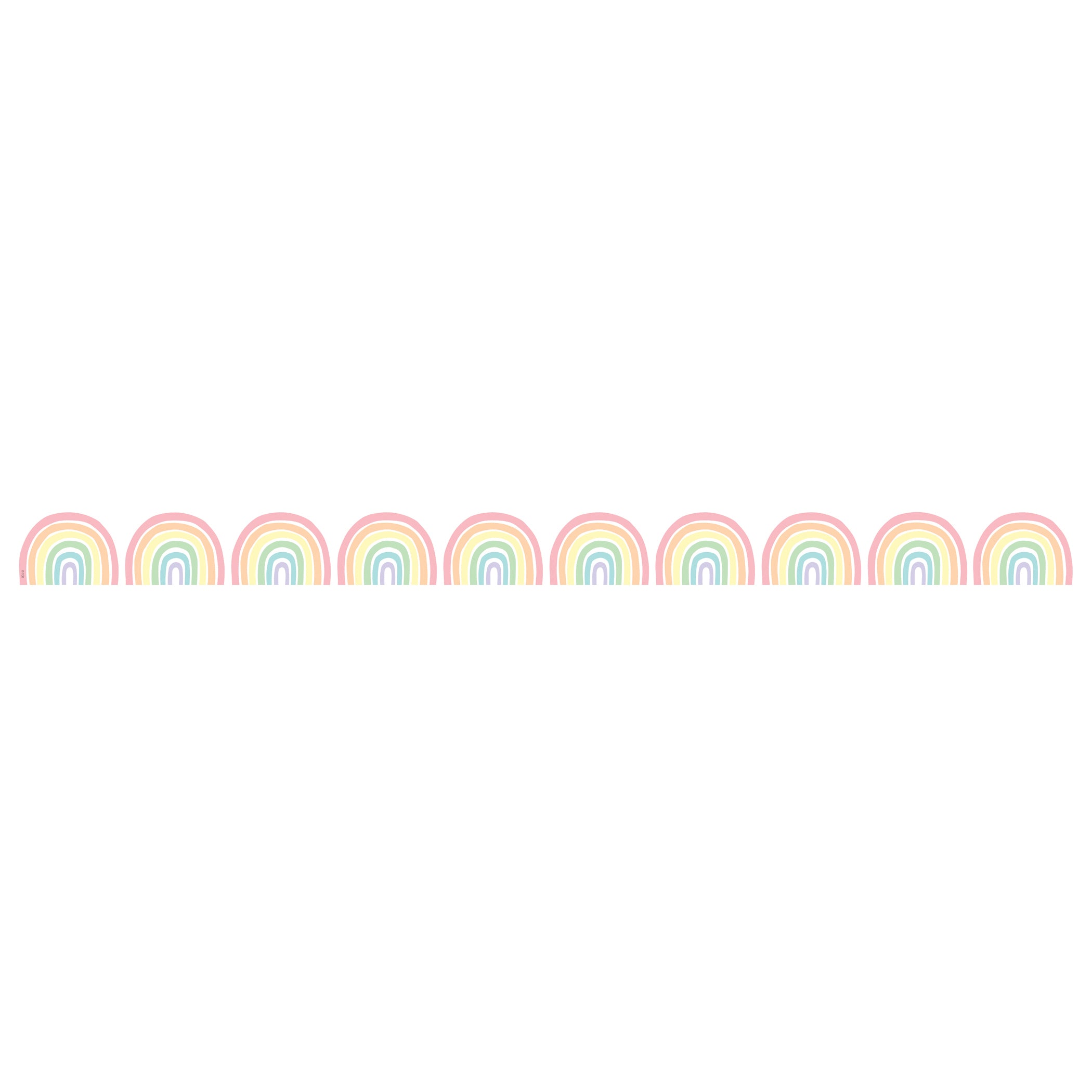 Pastel Pop Rainbows Die-Cut Rolled Border Trim, 50 Feet, 3 Rolls