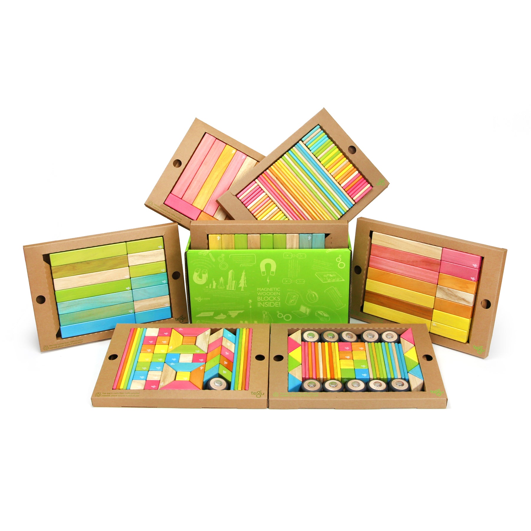 Magnetic Wooden Blocks, 240-Piece Classroom Kit, Tints