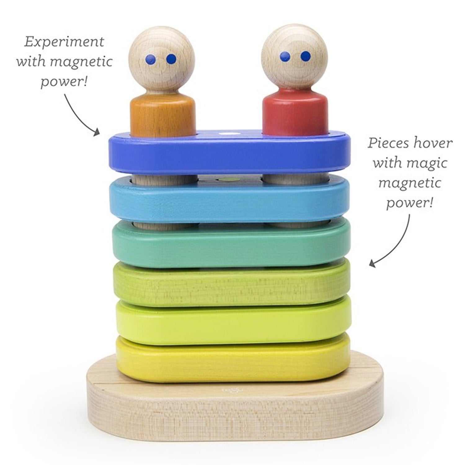 Magnetic Floating Wooden Stacker, Rainbow