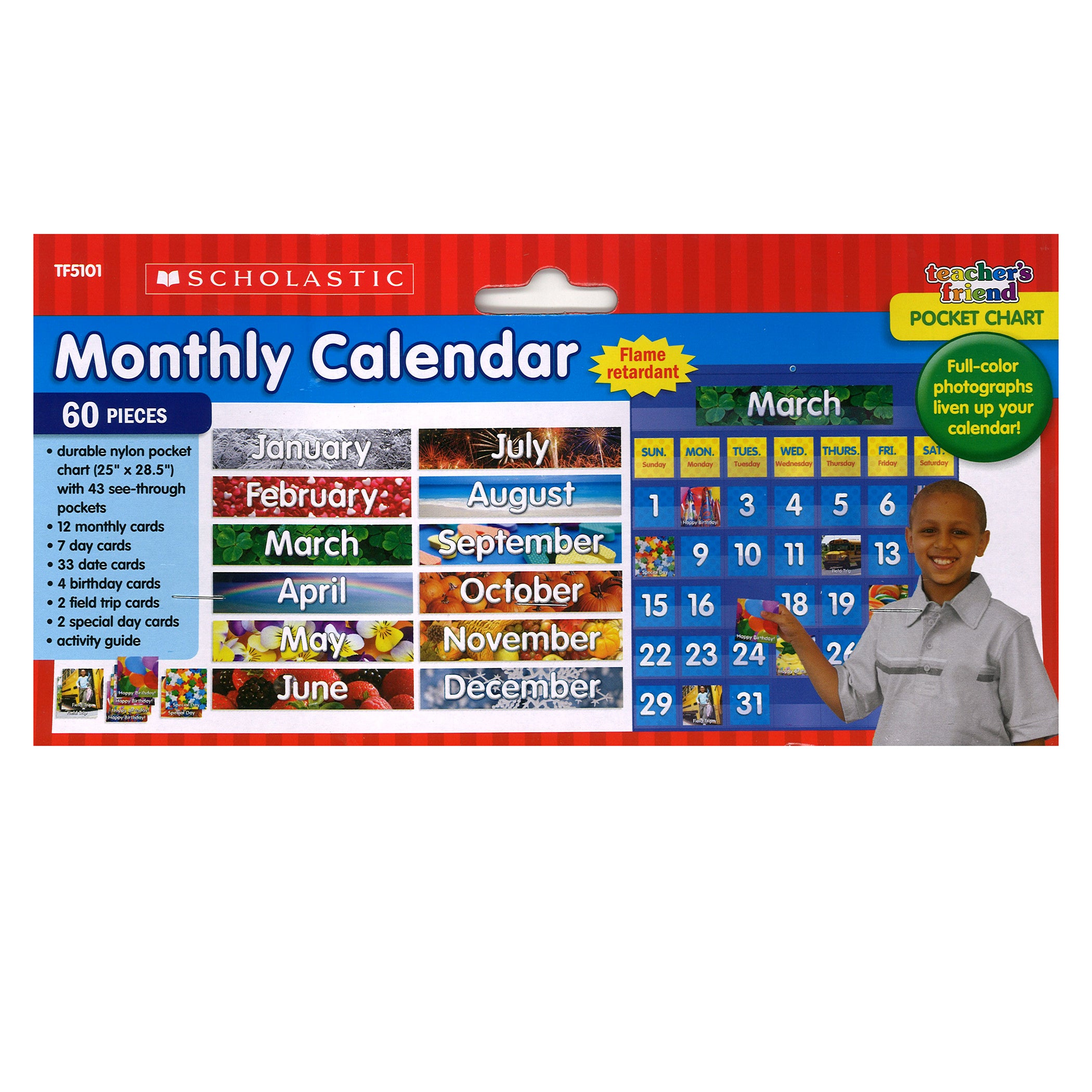 Monthly Calendar Pocket Chart, 61 Pieces