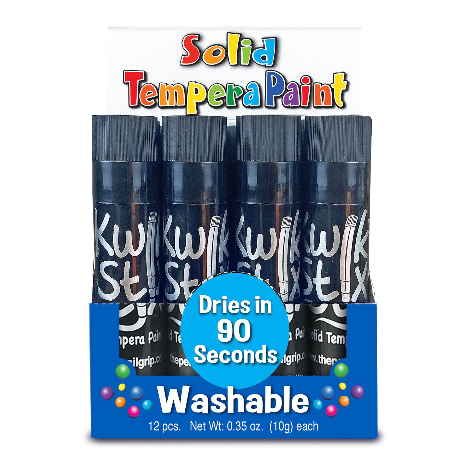 Solid Tempera Paint Sticks, Single Color Pack, Black, 12 Per Pack, 2 Packs