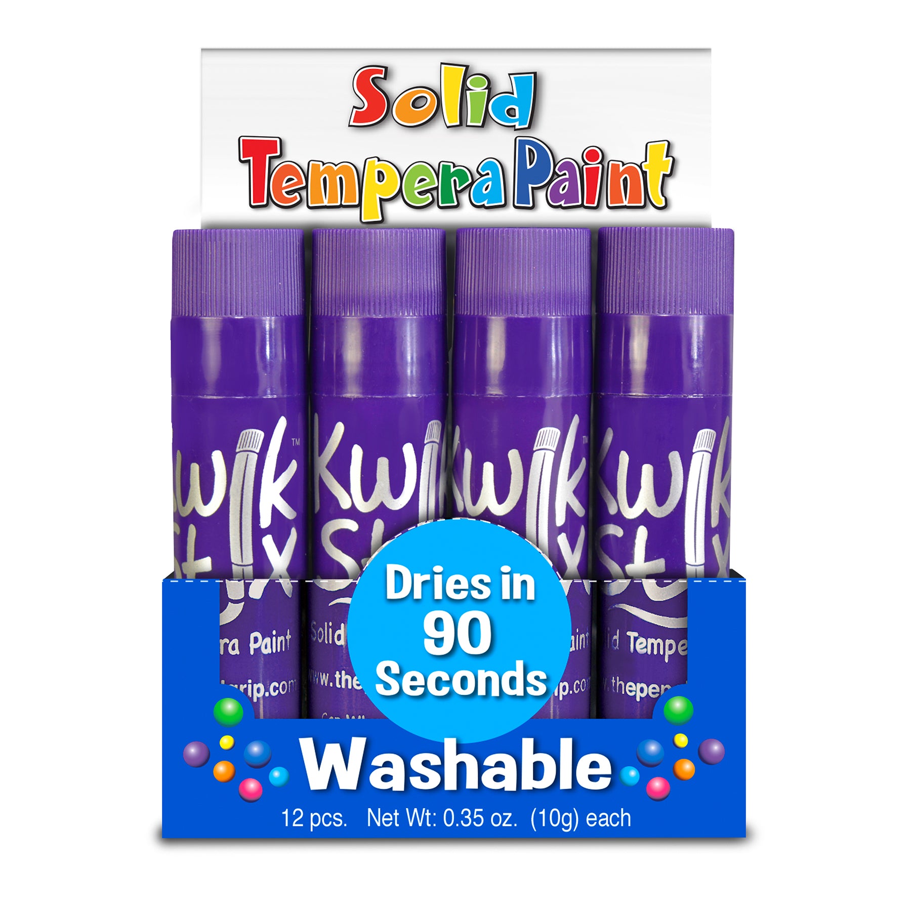 Solid Tempera Paint Sticks, Single Color Pack, Purple, 12 Per Pack, 2 Packs