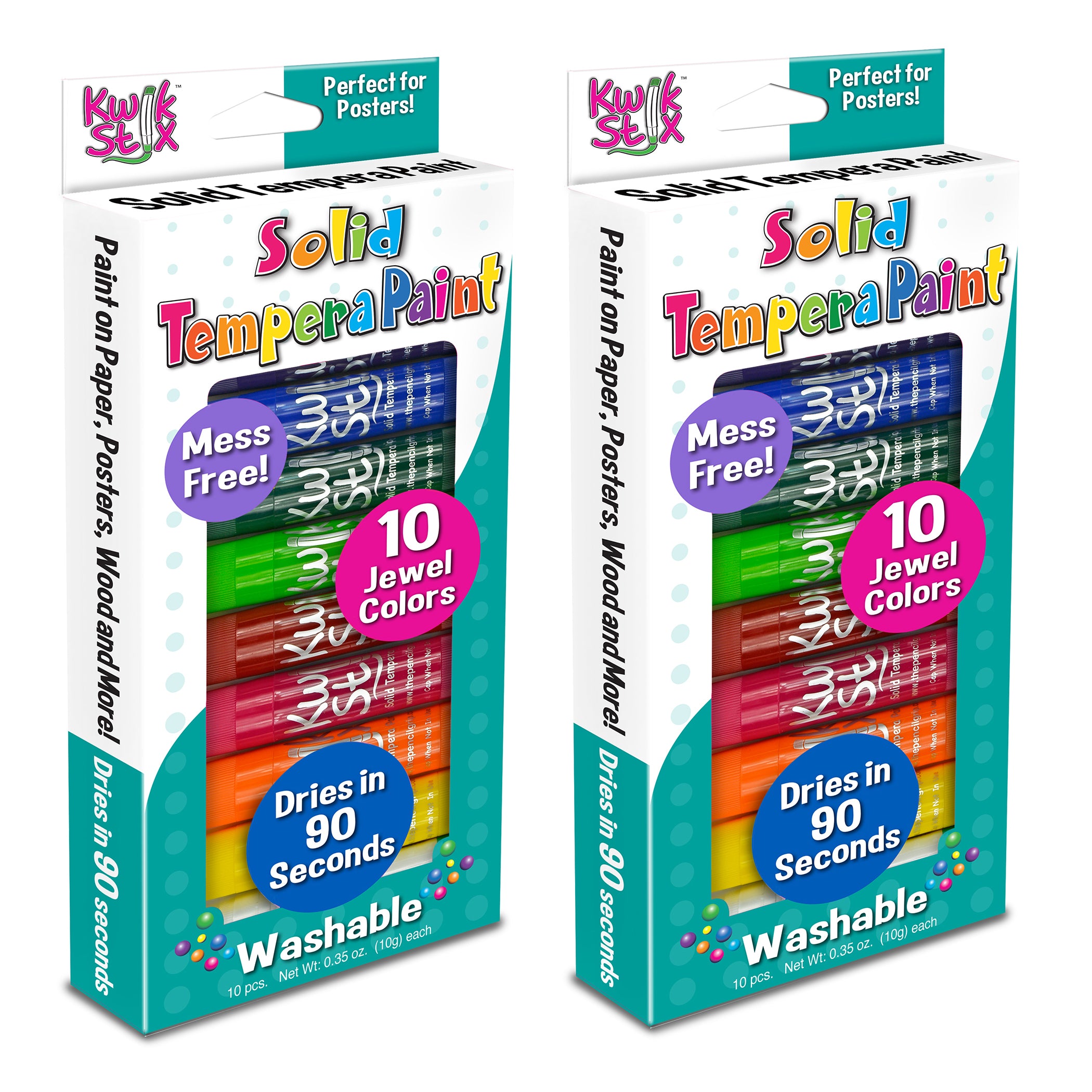 Solid Tempera Paint, Jewel Tones, 10 Per Pack, 2 Packs