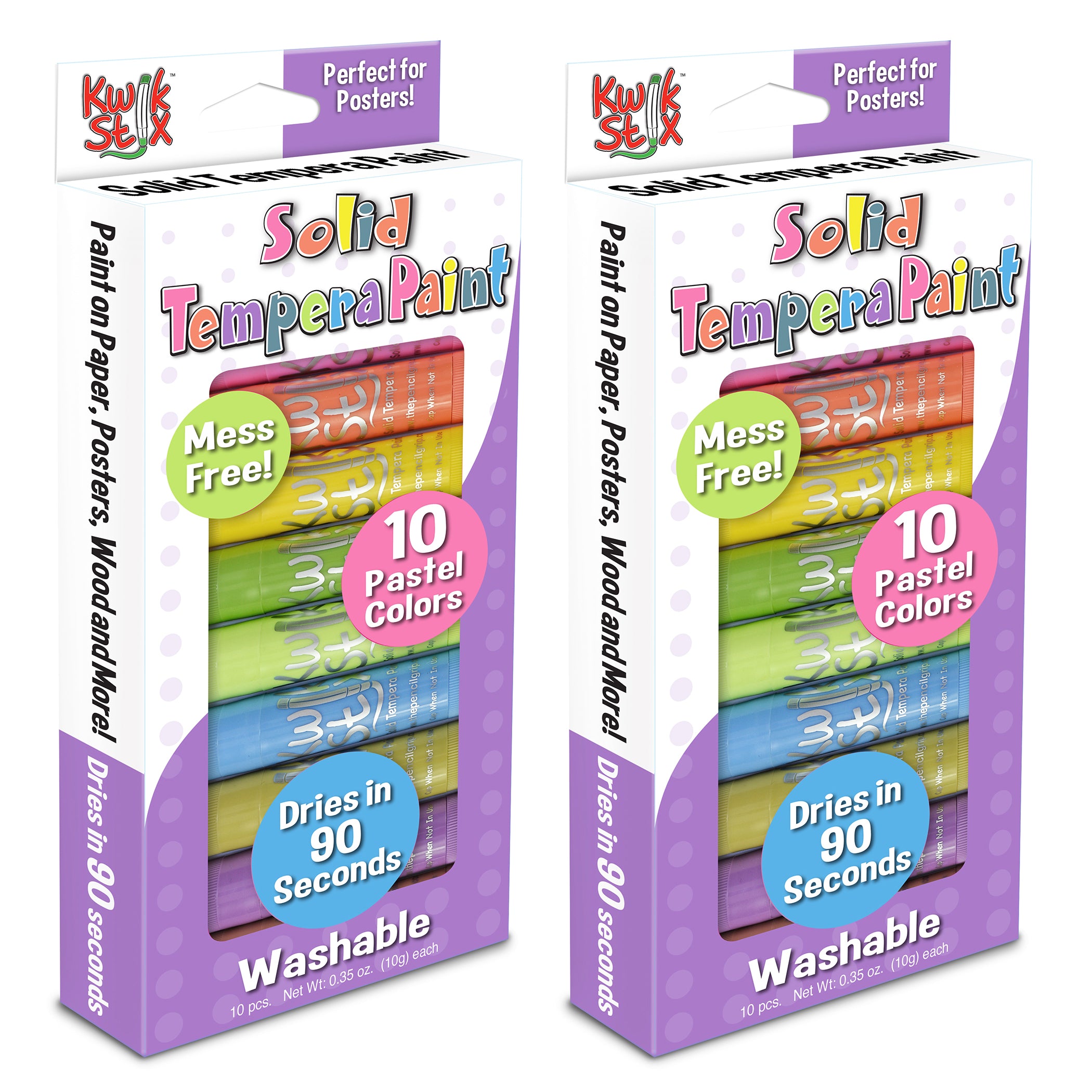 Solid Tempera Paint, Pastel Tones, 10 Per Pack, 2 Packs