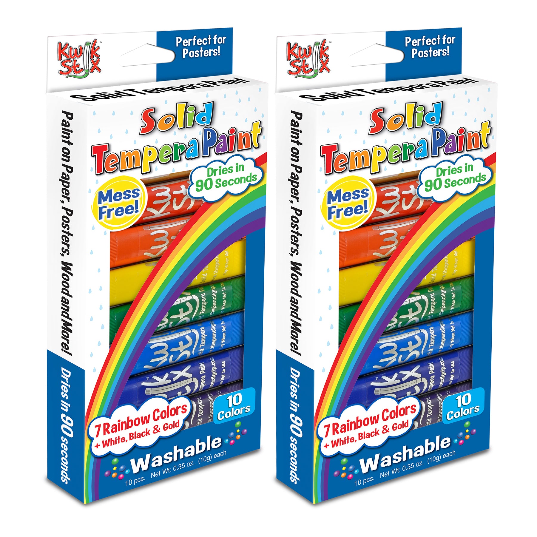 Tempera Paint Sticks, Rainbow Colors, 10 Per Pack, 2 Packs