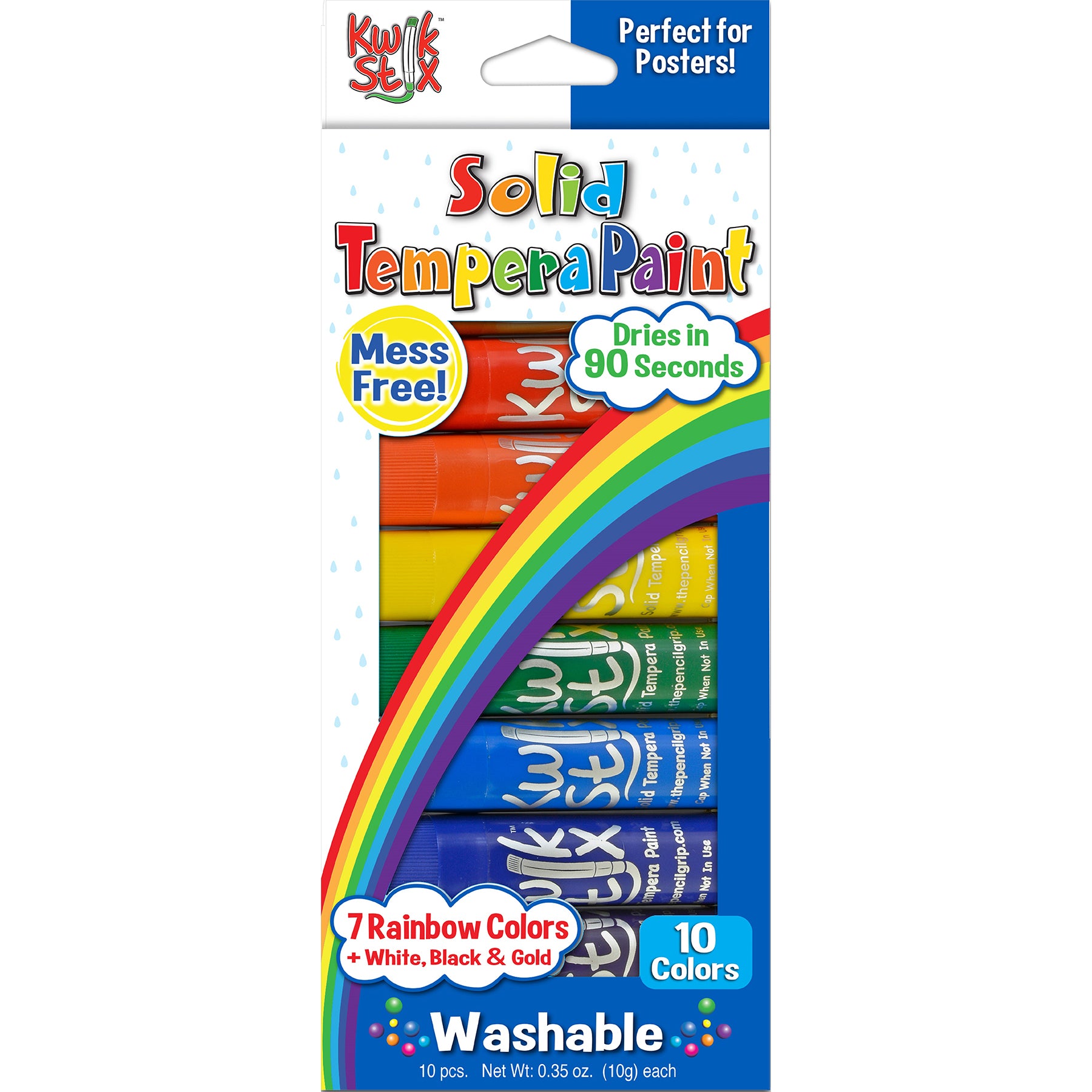 Tempera Paint Sticks, Rainbow Colors, 10 Per Pack, 2 Packs