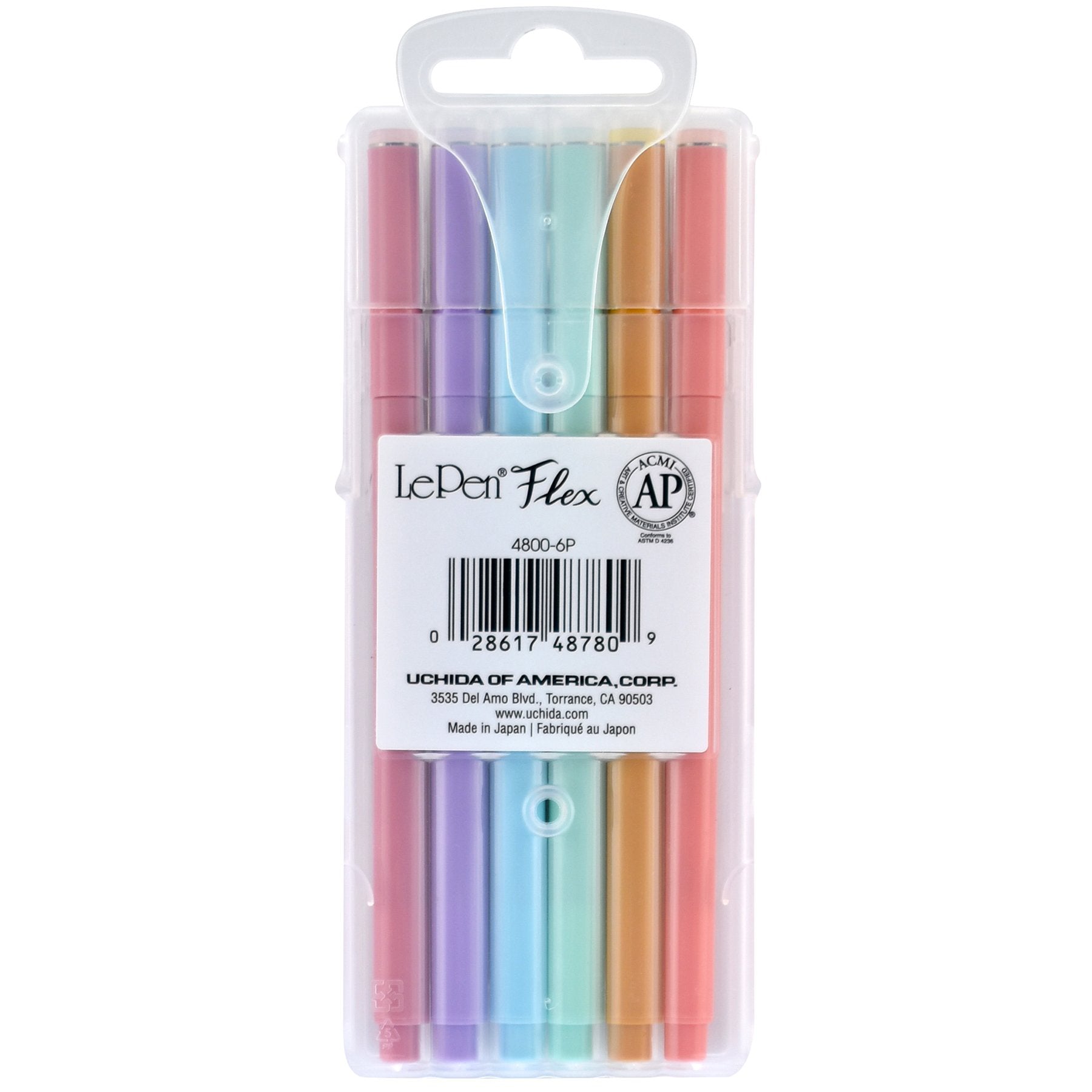 LePen® Flex Marker, Brush Tip, Pastel, 6 Per Set, 2 Sets