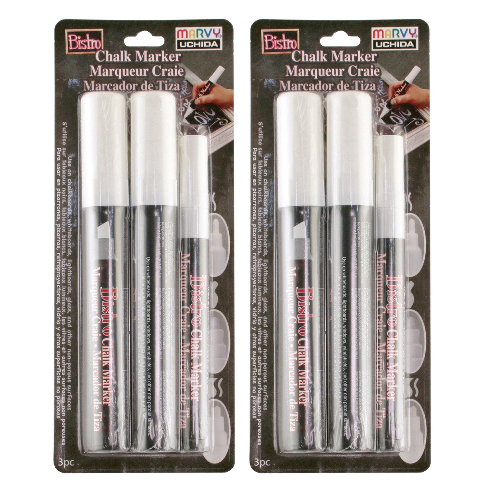 Bistro Chalk Marker Combo Set, 3 Per Set, 2 Sets