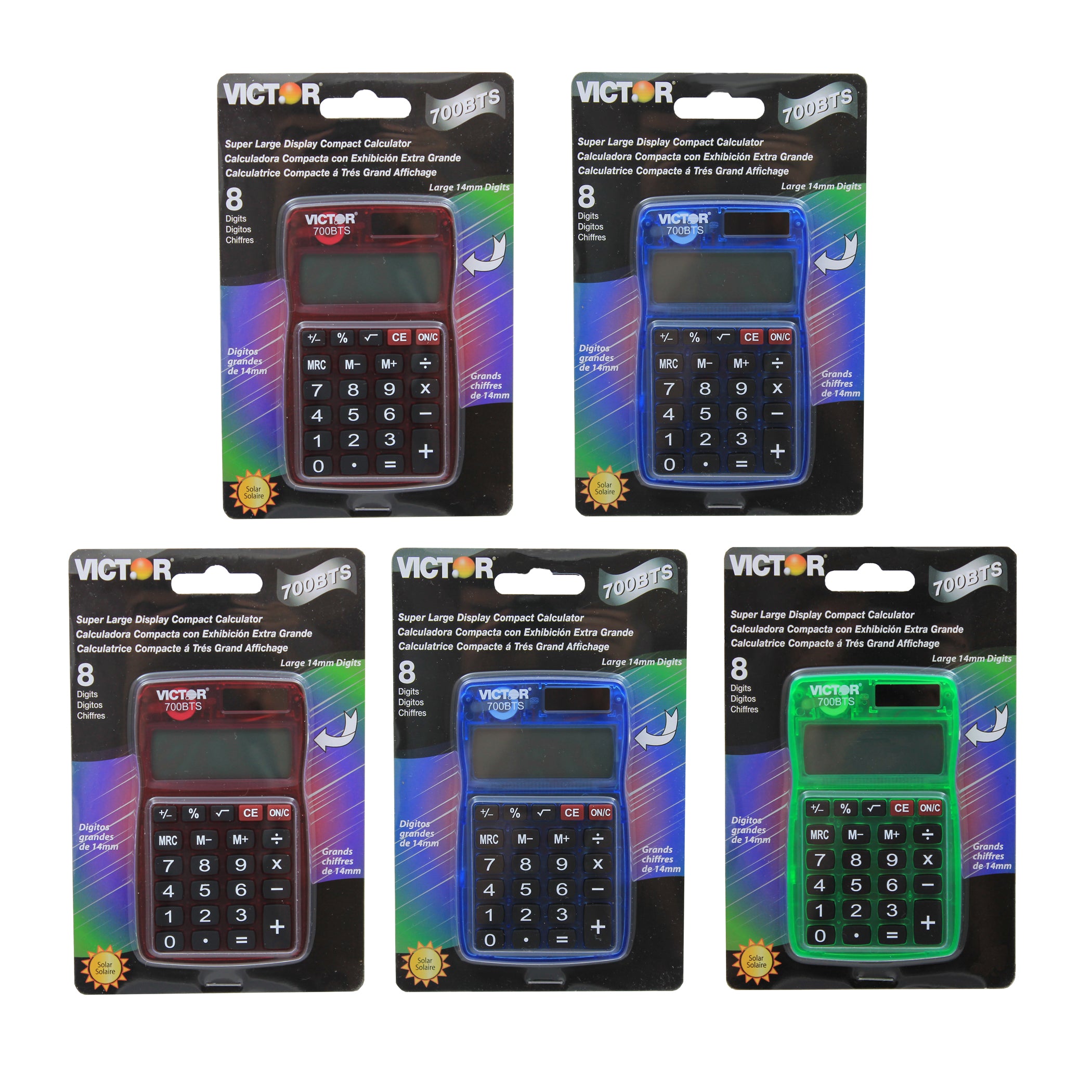 Dual Power Pocket Calculator, Pack of 5