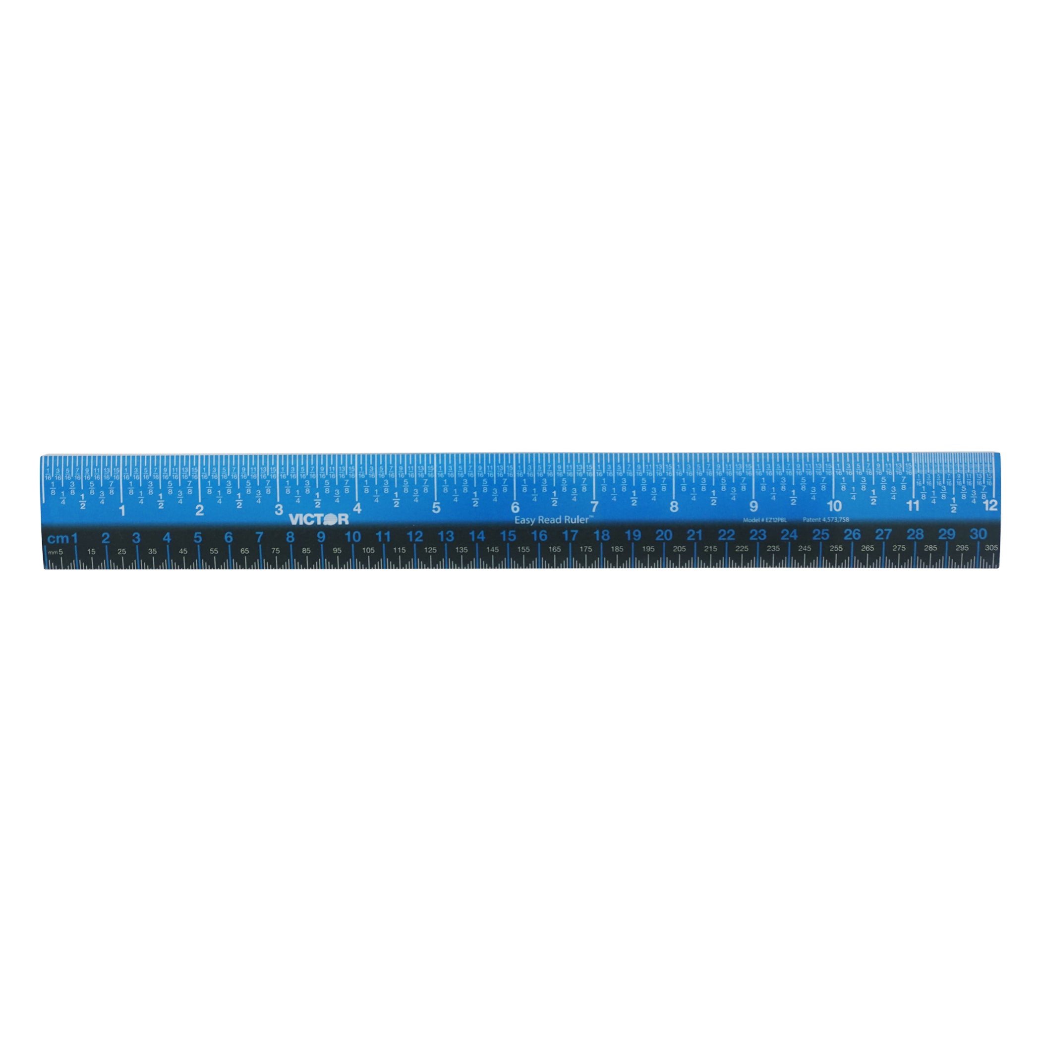 (6 Ea) 12in Blue Ruler, Plastic, Blk