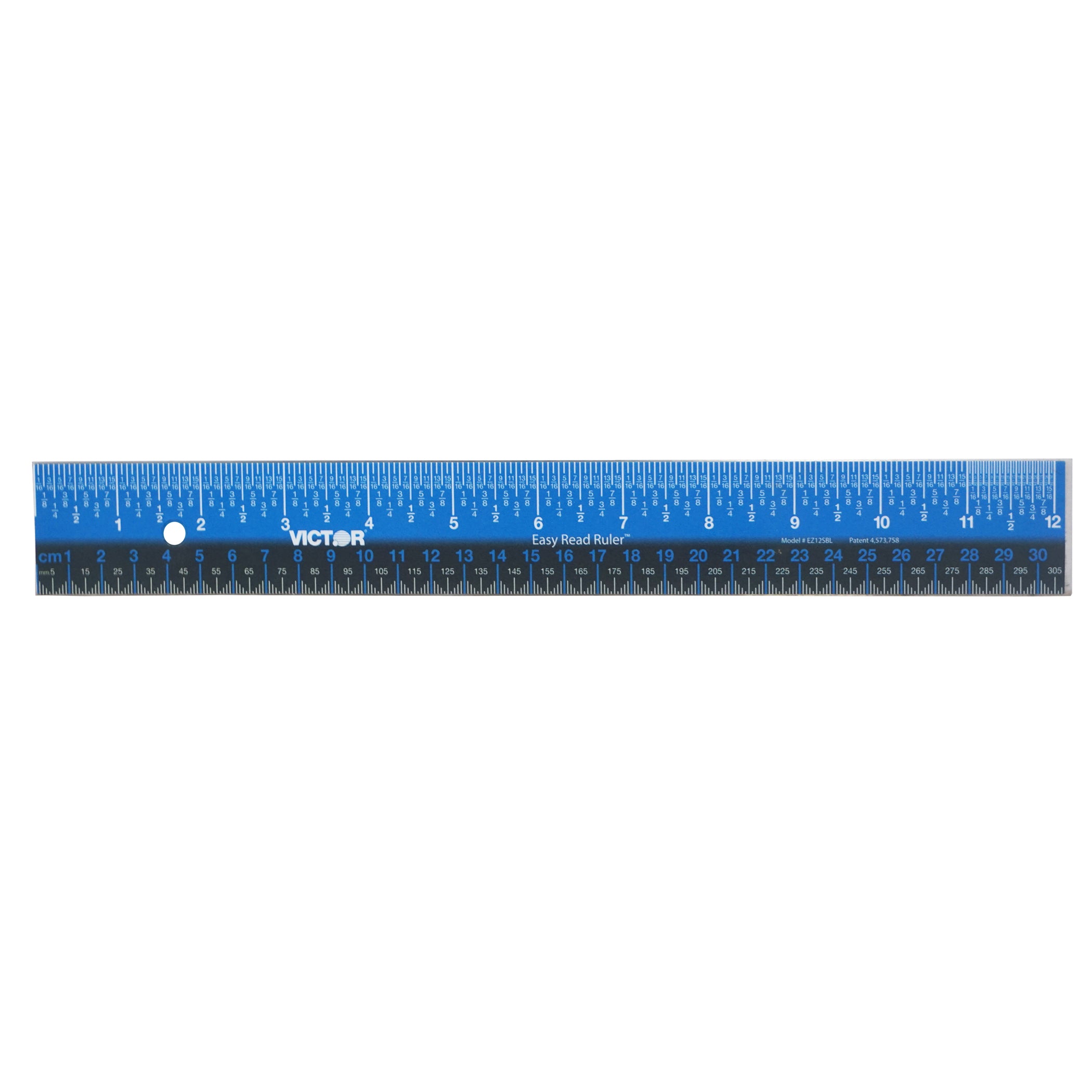 Easy Read™ Ruler, Stainless Steel, Blue/Black, 12", Pack of 3