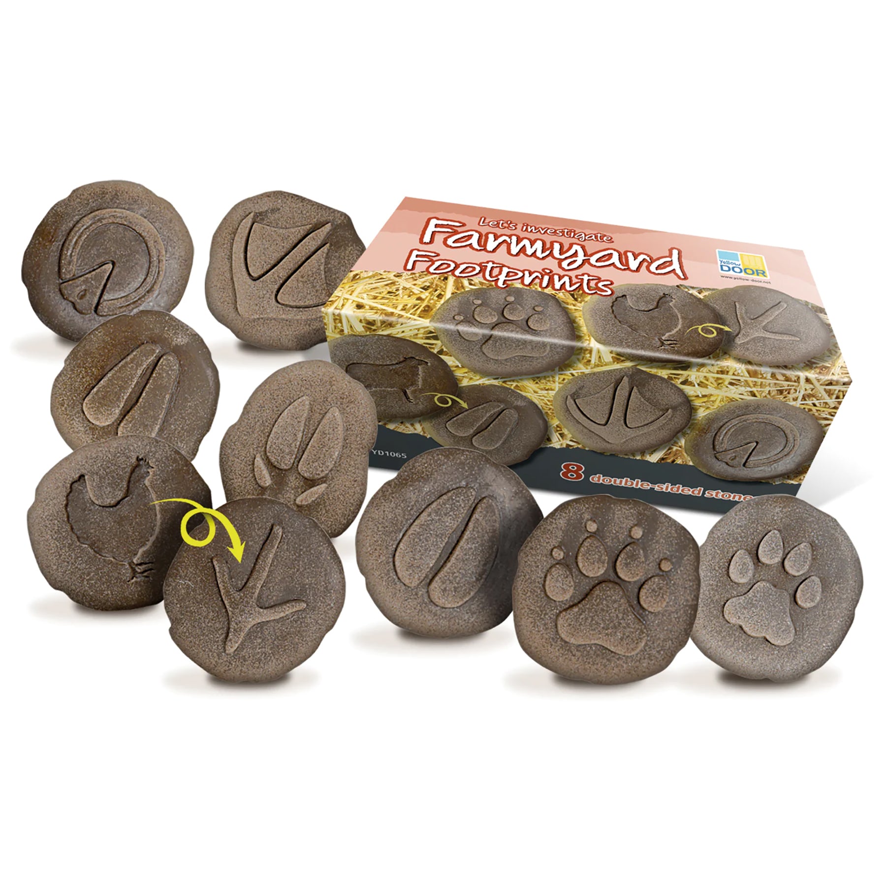 Let's Investigate Farmyard Footprints Stone, Pack of 8