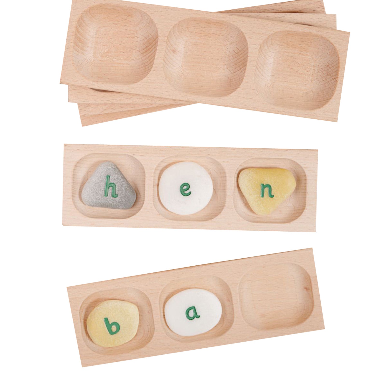 Three-Pebble Word-Building Tray