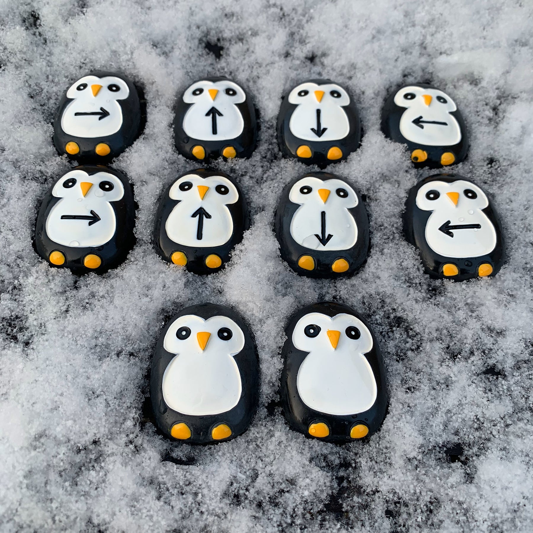 Pre-Coding Penguin Stones, Set of 18