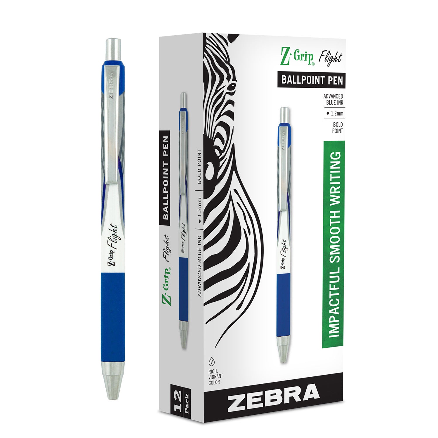 Z-Grip® Flight Ballpoint Retractable Pen 1.2mm, Blue, 12 Per Pack, 2 Packs