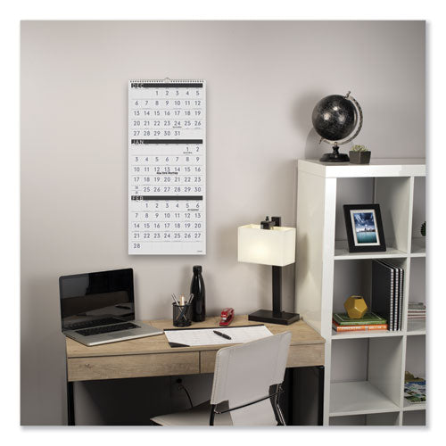 Three-month Reference Wall Calendar, Contemporary Artwork/formatting, 12 X 27, White Sheets, 15-month (dec-feb): 2023 To 2025