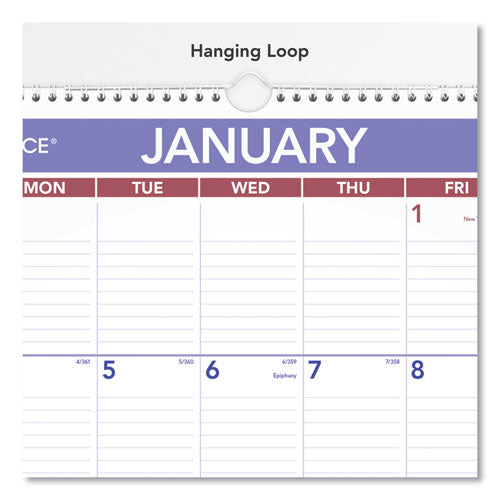 Erasable Wall Calendar, 15.5 X 22.75, White Sheets, 12-month (jan To Dec): 2024