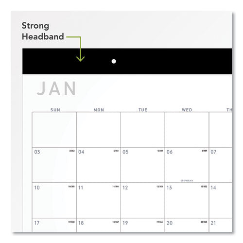 Contemporary Monthly Desk Pad, 22 X 17, White Sheets, Black Binding/corners,12-month (jan To Dec): 2024