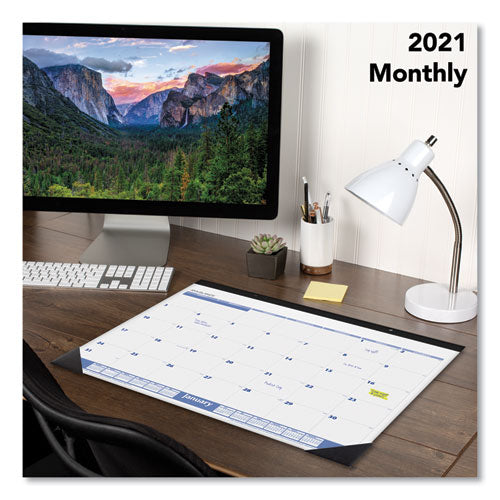 Desk Pad, 22 X 17, White Sheets, Black Binding, Black Corners, 12-month (jan To Dec): 2024