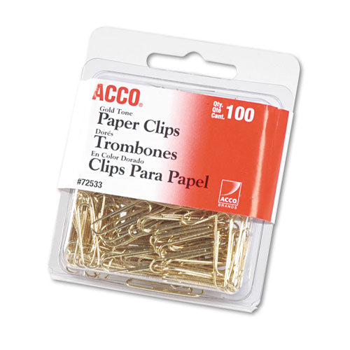 Gold Tone Paper Clips, Smooth, Gold