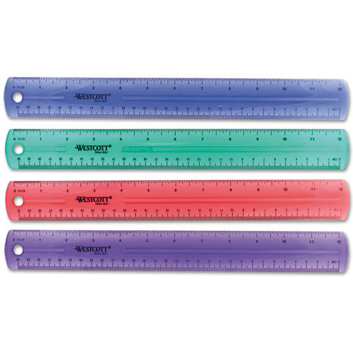 12" Jewel Colored Ruler, Standard/metric, Plastic