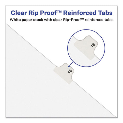 Preprinted Legal Exhibit Side Tab Index Dividers, Avery Style, 26-tab, A, 11 X 8.5, White, 25/pack, (1401)