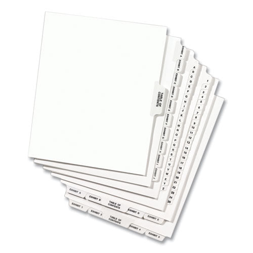 Preprinted Legal Exhibit Side Tab Index Dividers, Avery Style, 26-tab, T, 11 X 8.5, White, 25/pack, (1420)