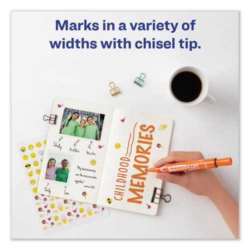 Marks A Lot Large Desk-style Permanent Marker, Broad Chisel Tip, Orange, Dozen (8883)