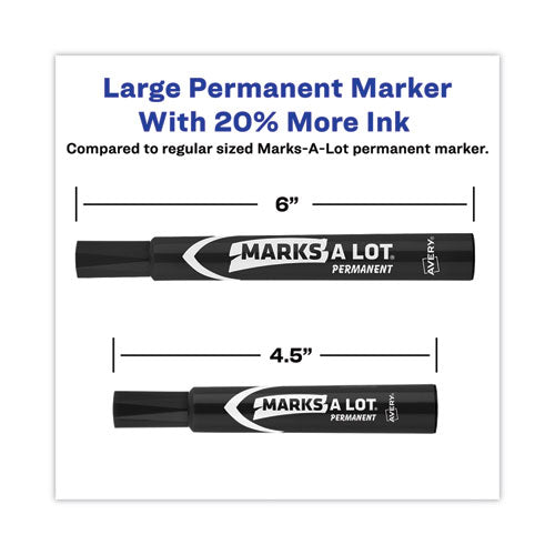 Marks A Lot Large Desk-style Permanent Marker, Broad Chisel Tip, Black, Dozen (8888)