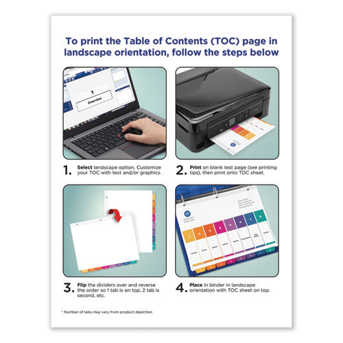 Customizable Table Of Contents Ready Index Dividers With Multicolor Tabs, 10-tab, 1 To 10, 11 X 8.5, White, 3 Sets