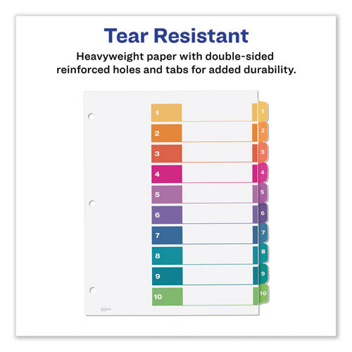 Customizable Table Of Contents Ready Index Dividers With Multicolor Tabs, 10-tab, 1 To 10, 11 X 8.5, White, 3 Sets