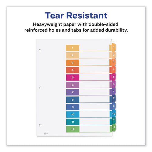 Customizable Table Of Contents Ready Index Dividers With Multicolor Tabs, 12-tab, 1 To 12, 11 X 8.5, White, 3 Sets