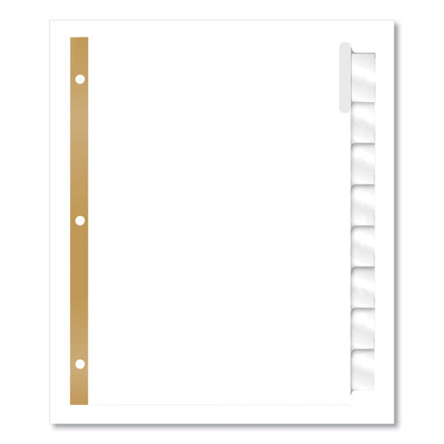 Insertable Big Tab Dividers, 8-tab, Double-sided Gold Edge Reinforcing, 11 X 8.5, White, Clear Tabs, 1 Set