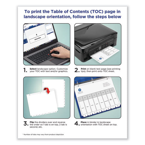 Customizable Toc Ready Index Black And White Dividers, 10-tab, 1 To 10, 11 X 8.5, 1 Set